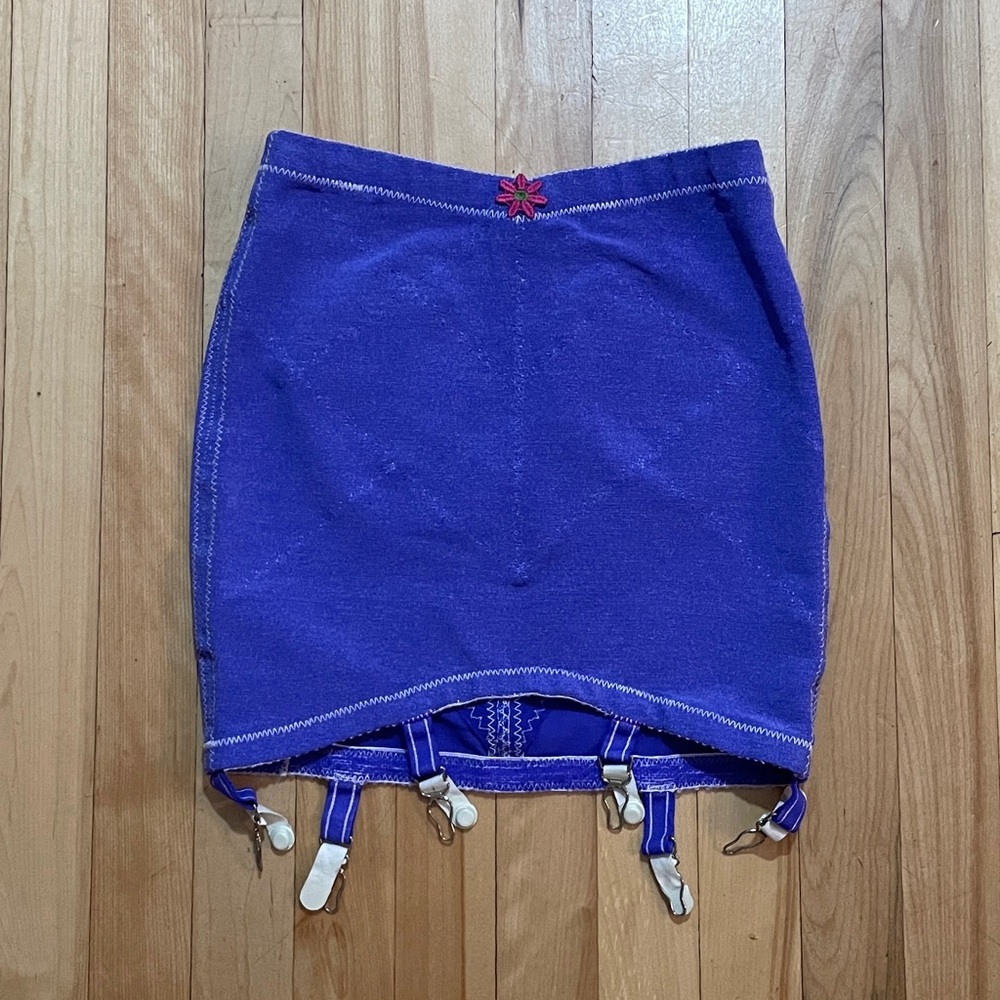 Rare Vintage 60s Sears Groovy Purple Short Girdle with Garters - Sz XS